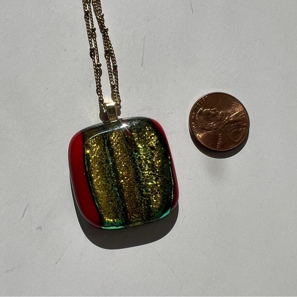 Glass multi-color necklace - Picture 3 of 6